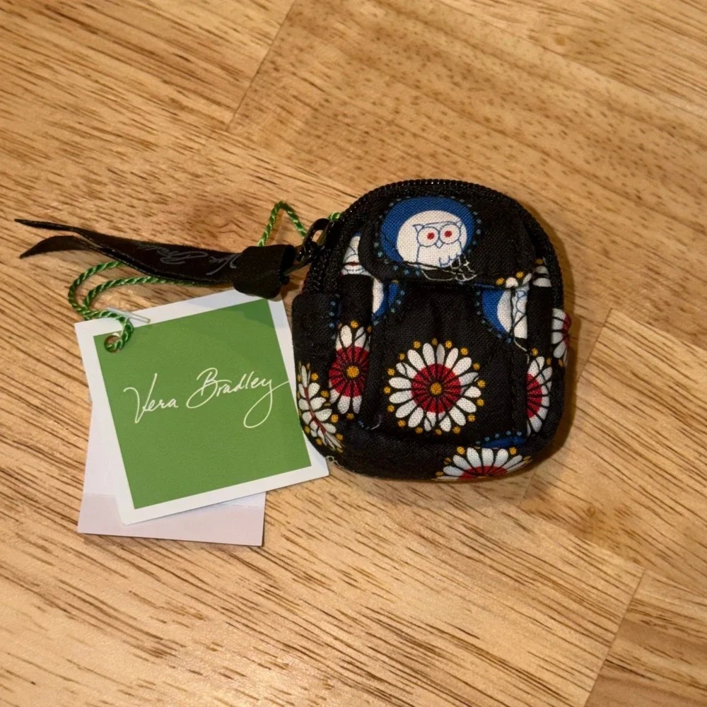 Vera Bradley Night Owl Charming Backpack Mini Coin Purse Keychain Retired 2009